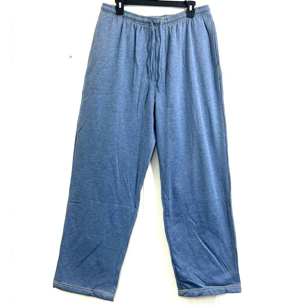 HABAND Men's Light Blue Joggers Pant Size Large Stitches Pockets Wide Leg